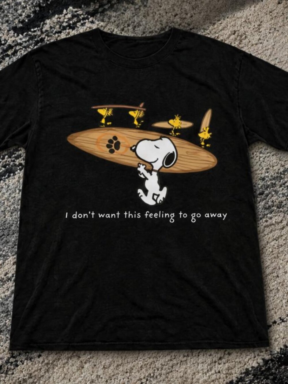 Snoopy Surfboard Graphic Tee Black Unisex